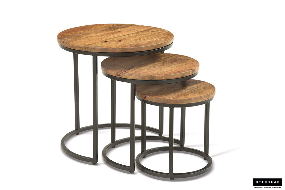 Set De 3 Tables D’appoint Hudson – Bois de Manguier