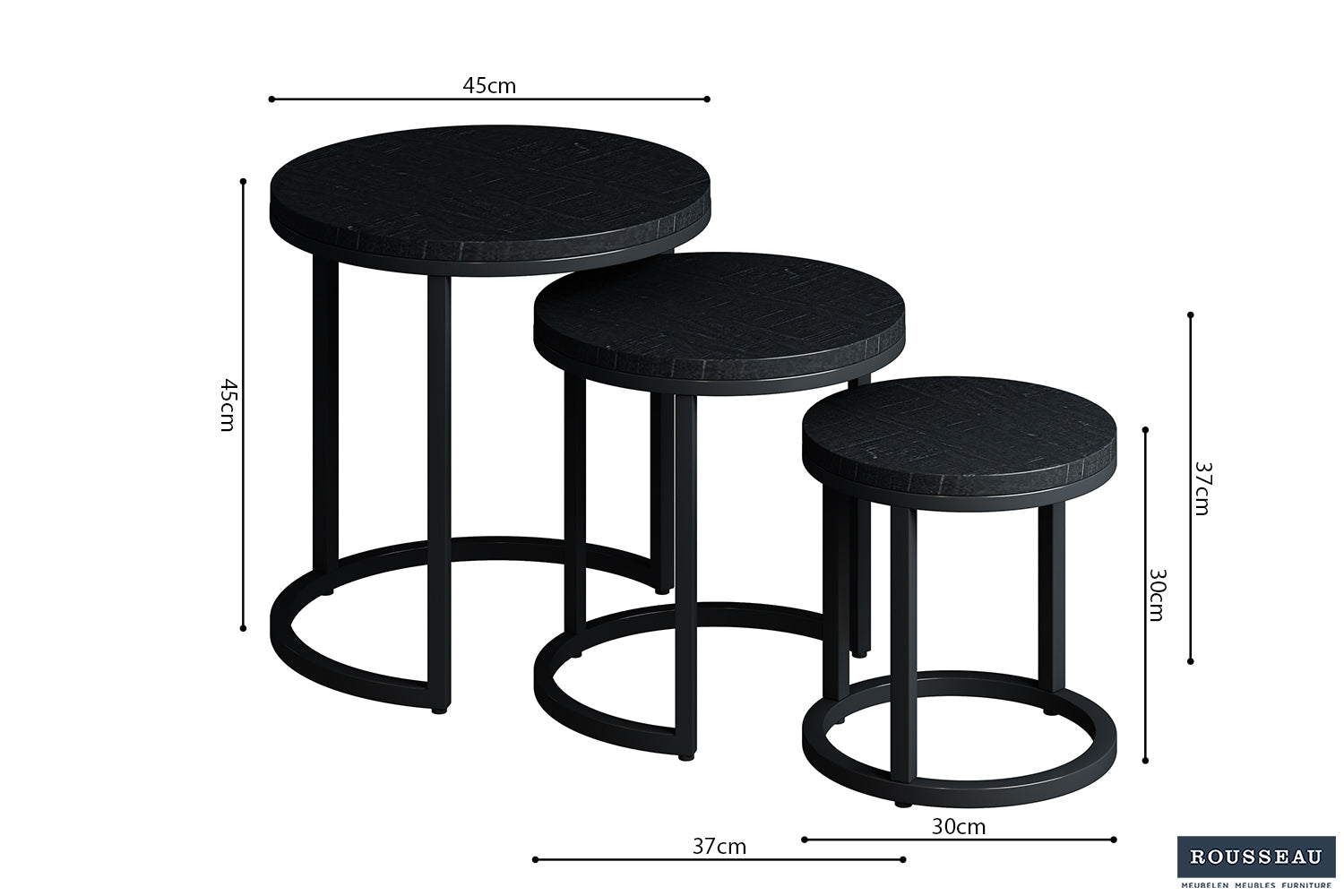 Set De 3 Tables D’appoint Hudson – Bois de Manguier