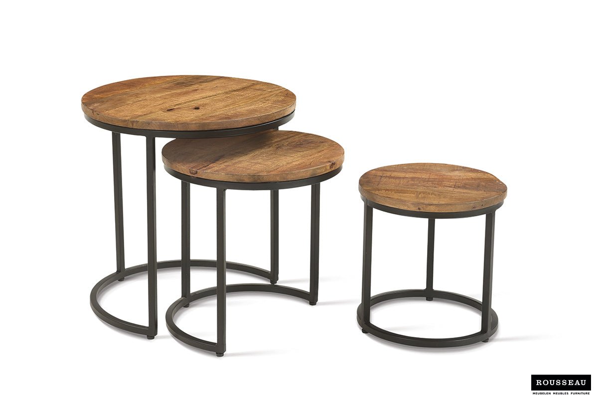 Set De 3 Tables D’appoint Hudson – Bois de Manguier - Maestria