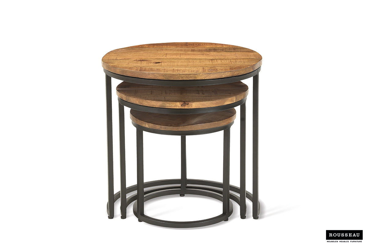 Set De 3 Tables D’appoint Hudson – Bois de Manguier