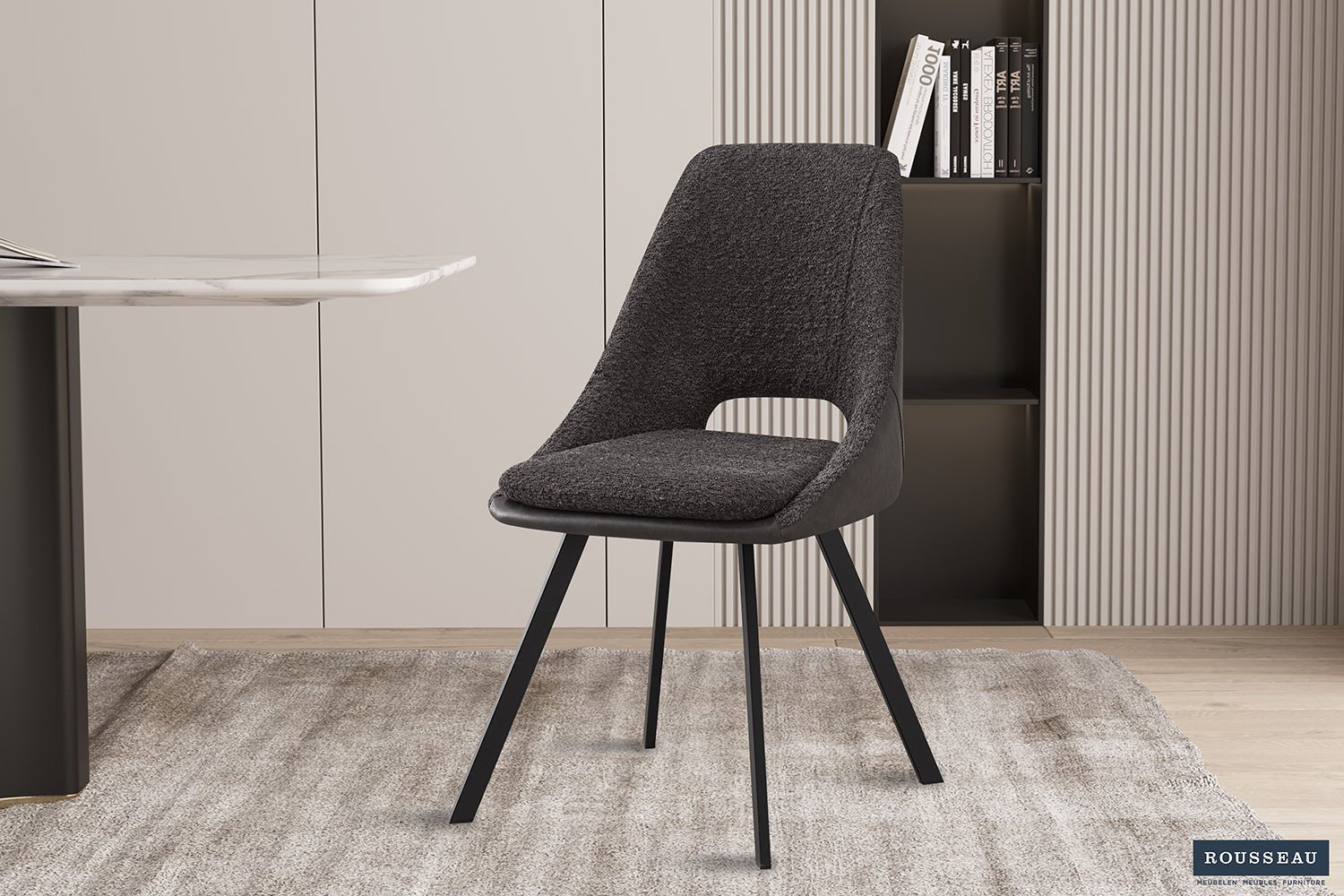 Chaise FILOU bouclé dos PU - Maestria