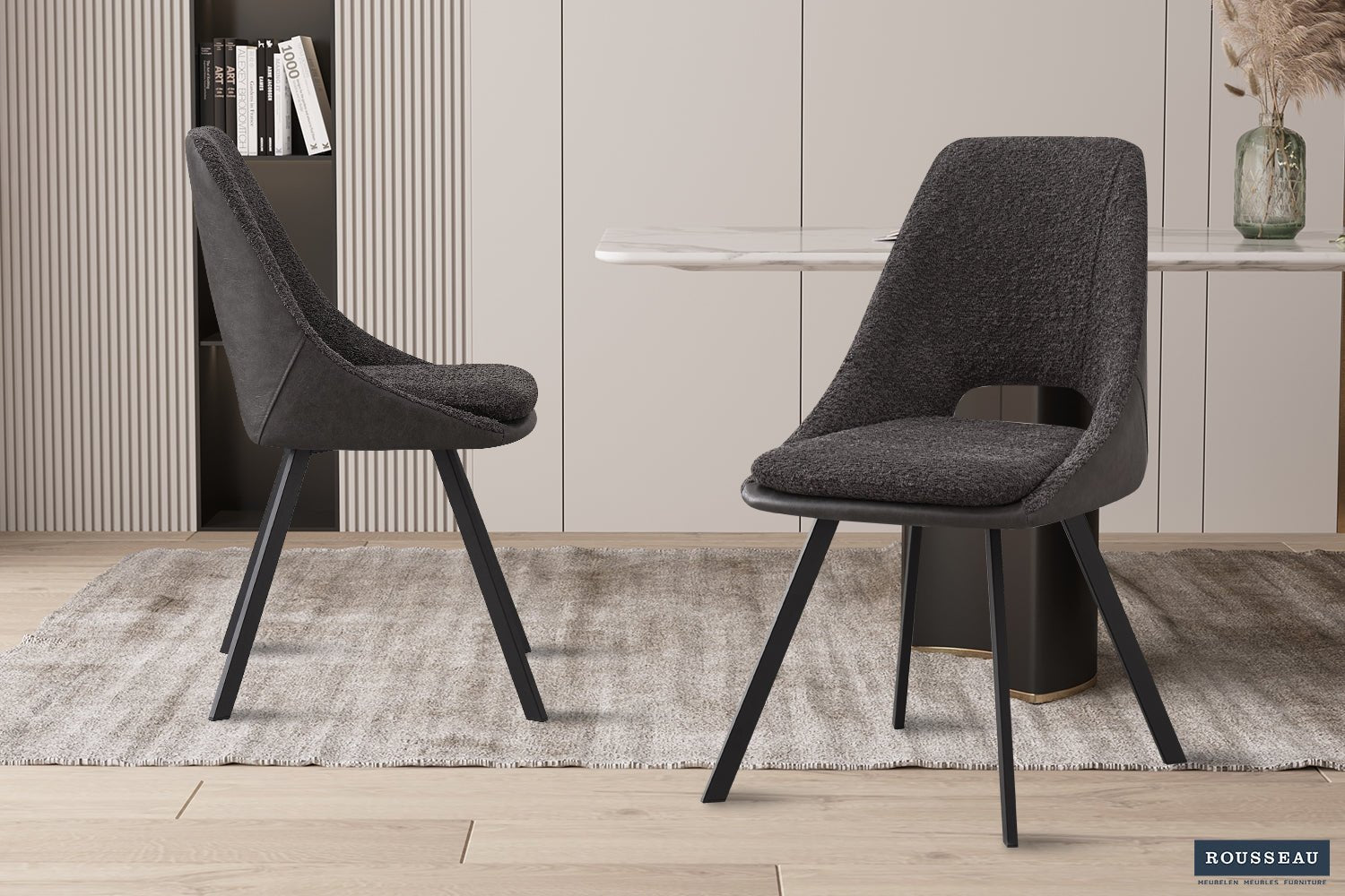 Chaise FILOU bouclé dos PU - Maestria