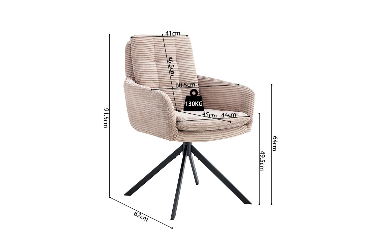 Chaise pivotante LUNA tissu côtelé - Maestria