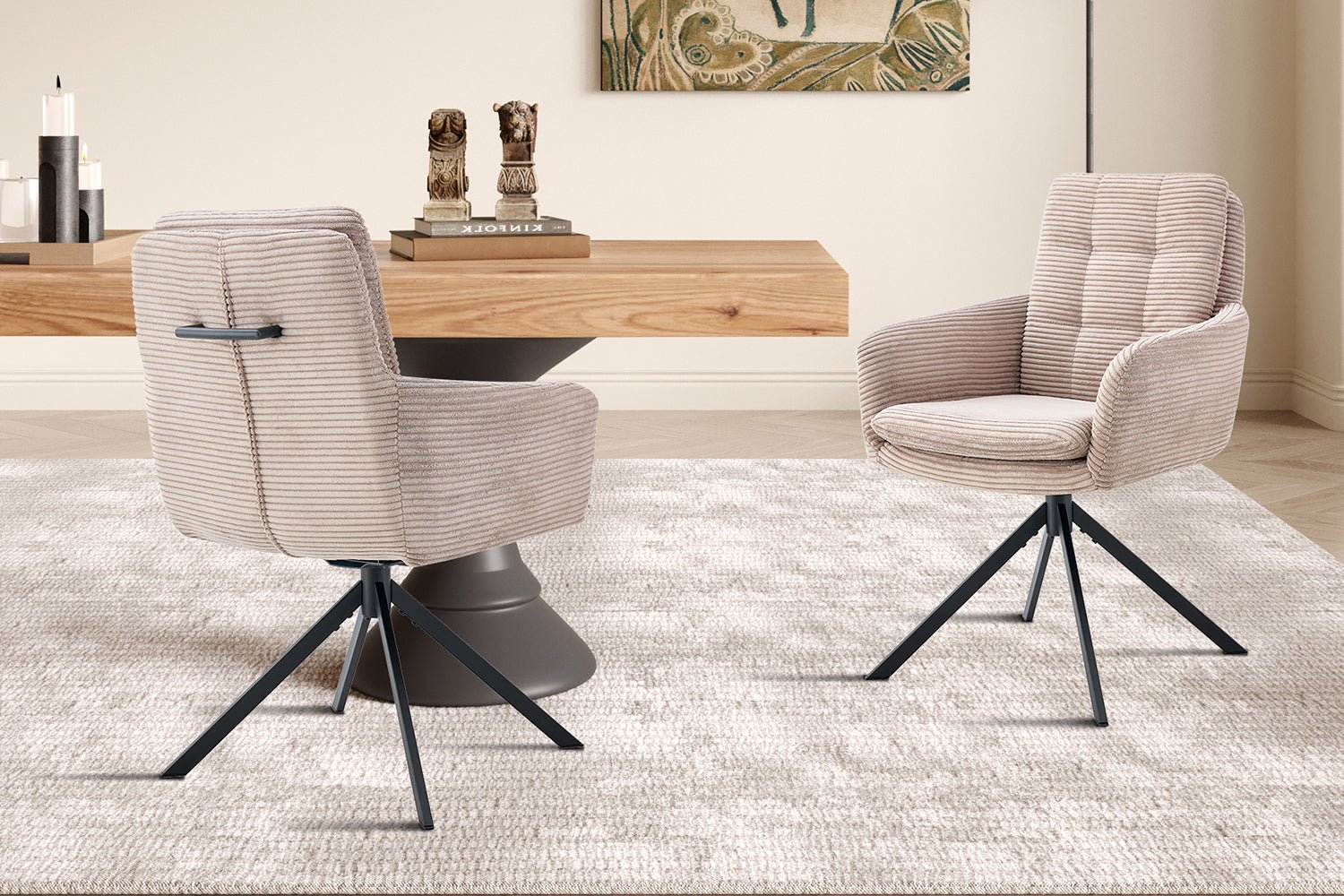 Chaise pivotante LUNA tissu côtelé - Maestria
