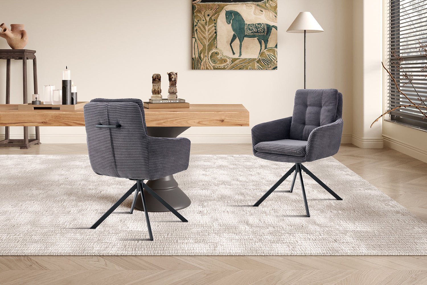 Chaise pivotante LUNA tissu côtelé - Maestria