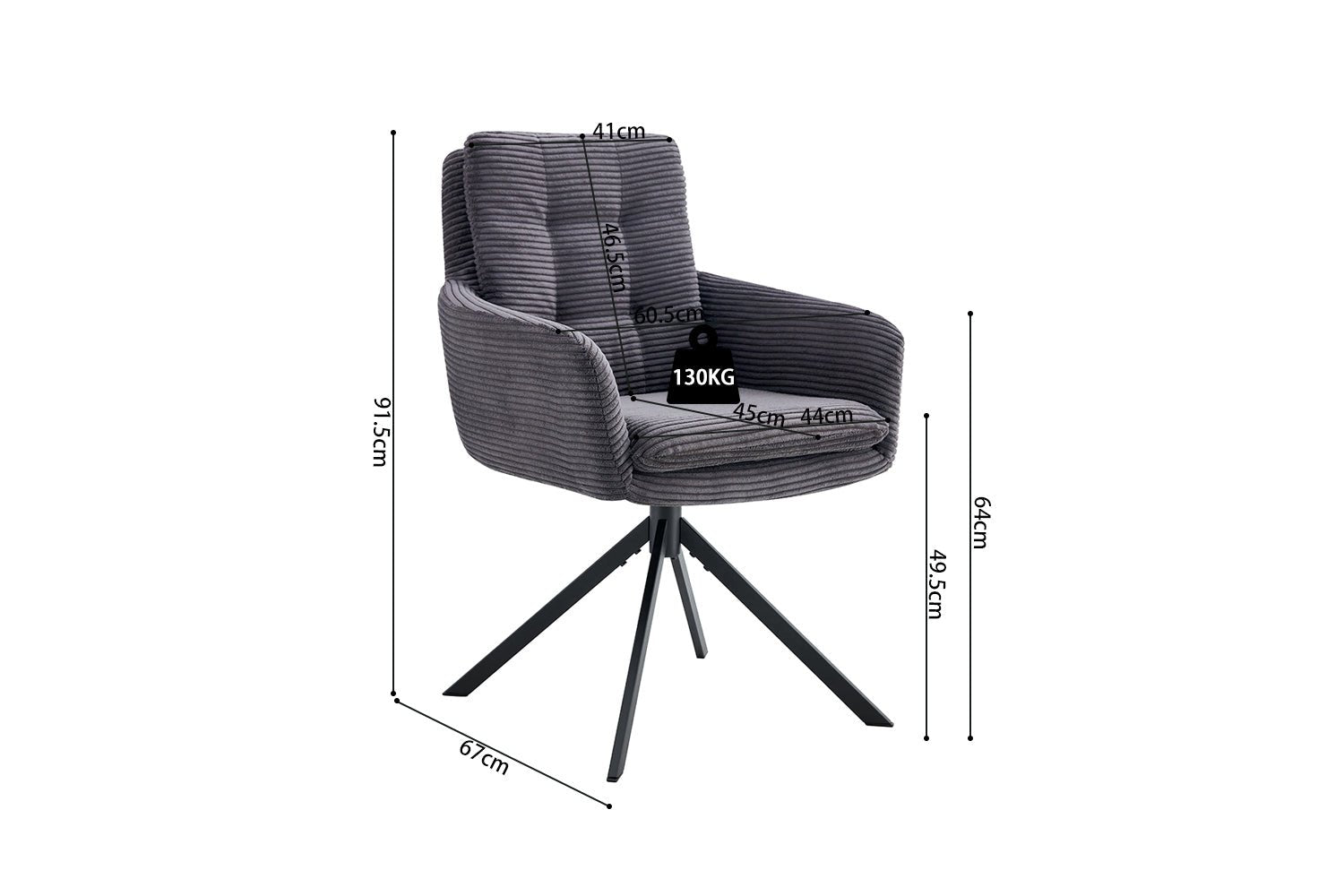 Chaise pivotante LUNA tissu côtelé - Maestria
