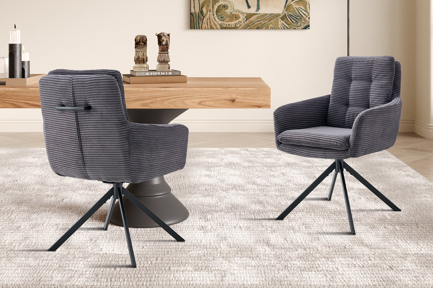 Chaise pivotante LUNA tissu côtelé - Maestria