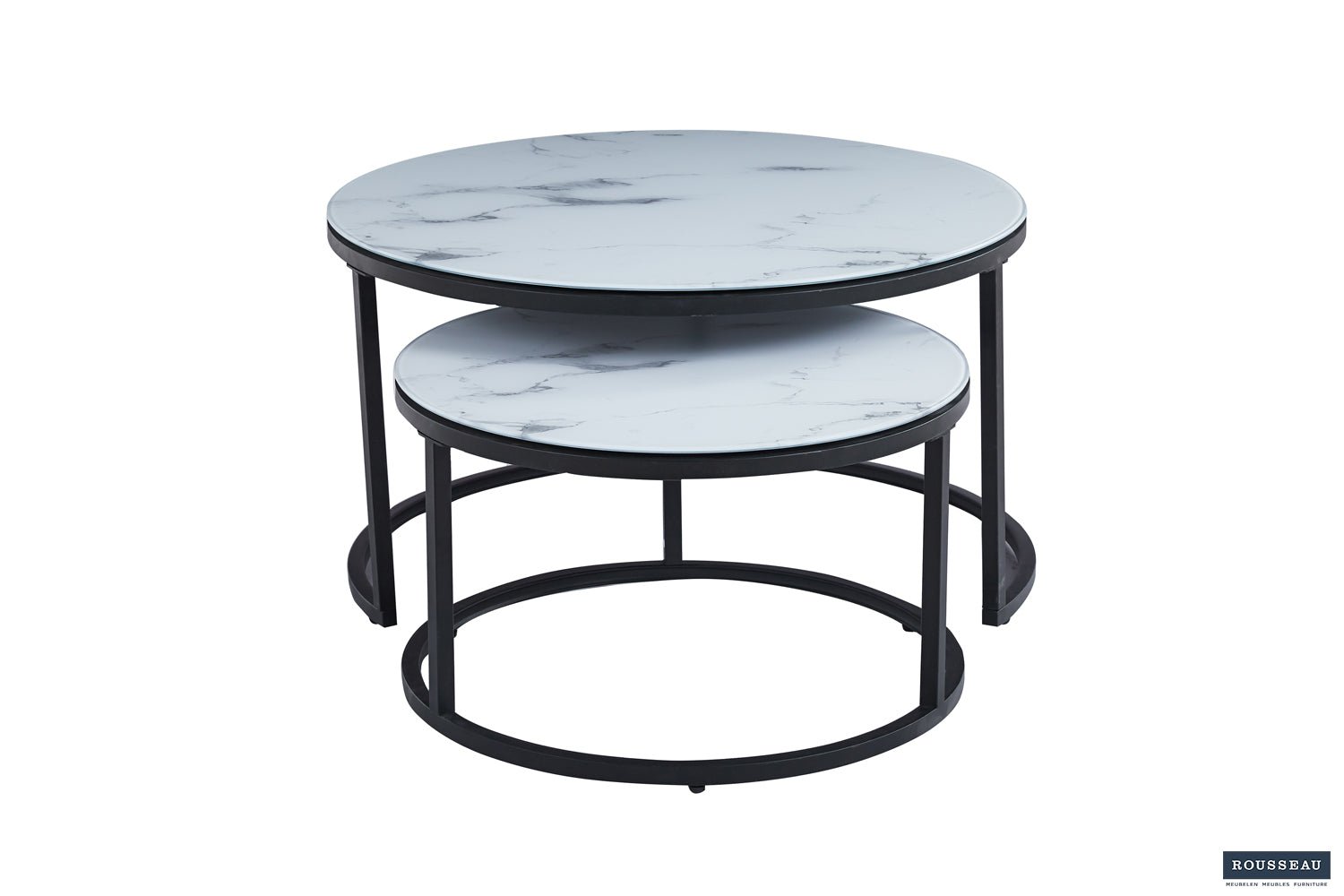 Set de 2 Bables Basses Boston – Verre Marbré Blanc, Gris ou Noir - Maestria