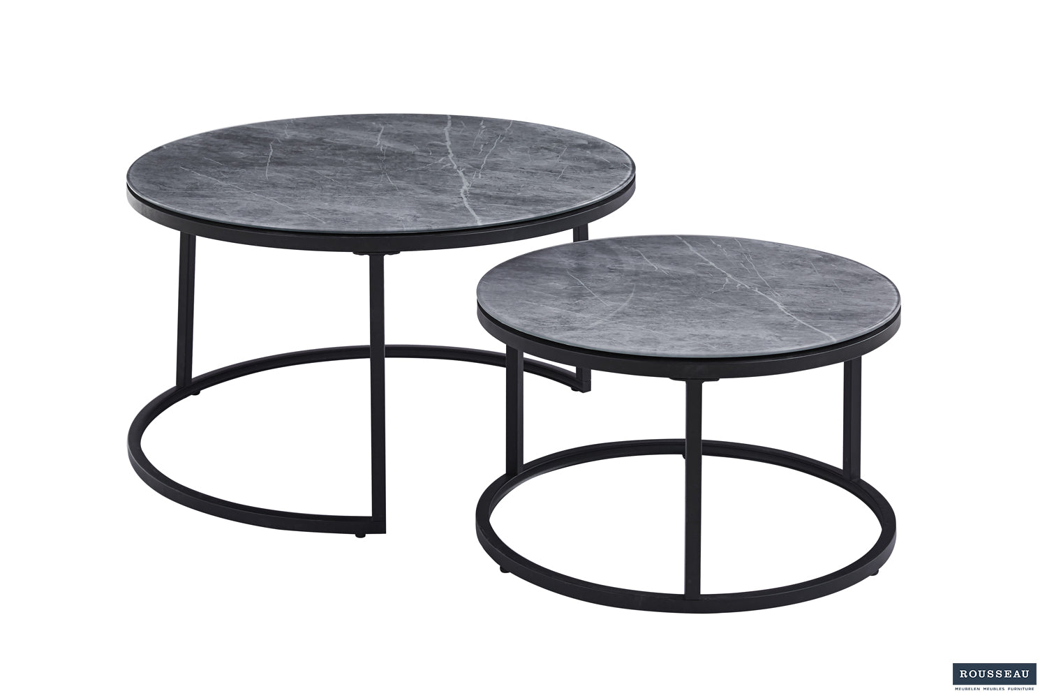 Set de 2 Bables Basses Boston – Verre Marbré Blanc, Gris ou Noir - Maestria