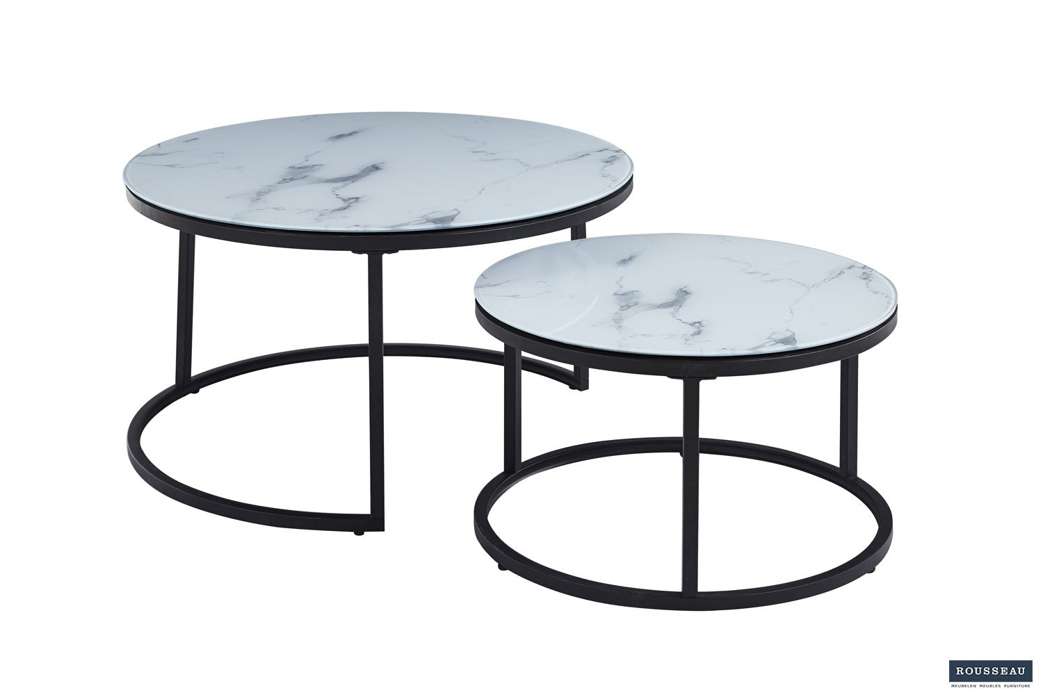 Set de 2 Bables Basses Boston – Verre Marbré Blanc, Gris ou Noir - Maestria