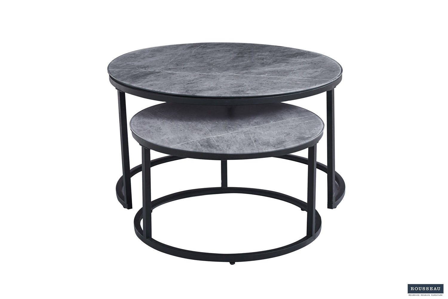 Set de 2 Bables Basses Boston – Verre Marbré Blanc, Gris ou Noir - Maestria