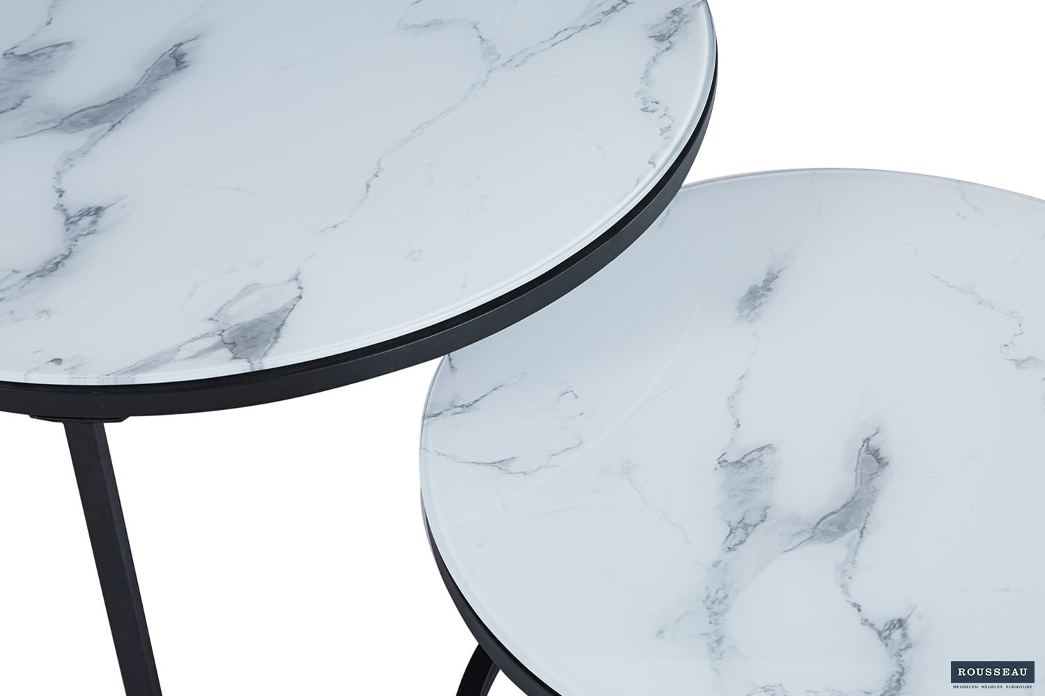Set de 2 Bables Basses Boston – Verre Marbré Blanc, Gris ou Noir - Maestria