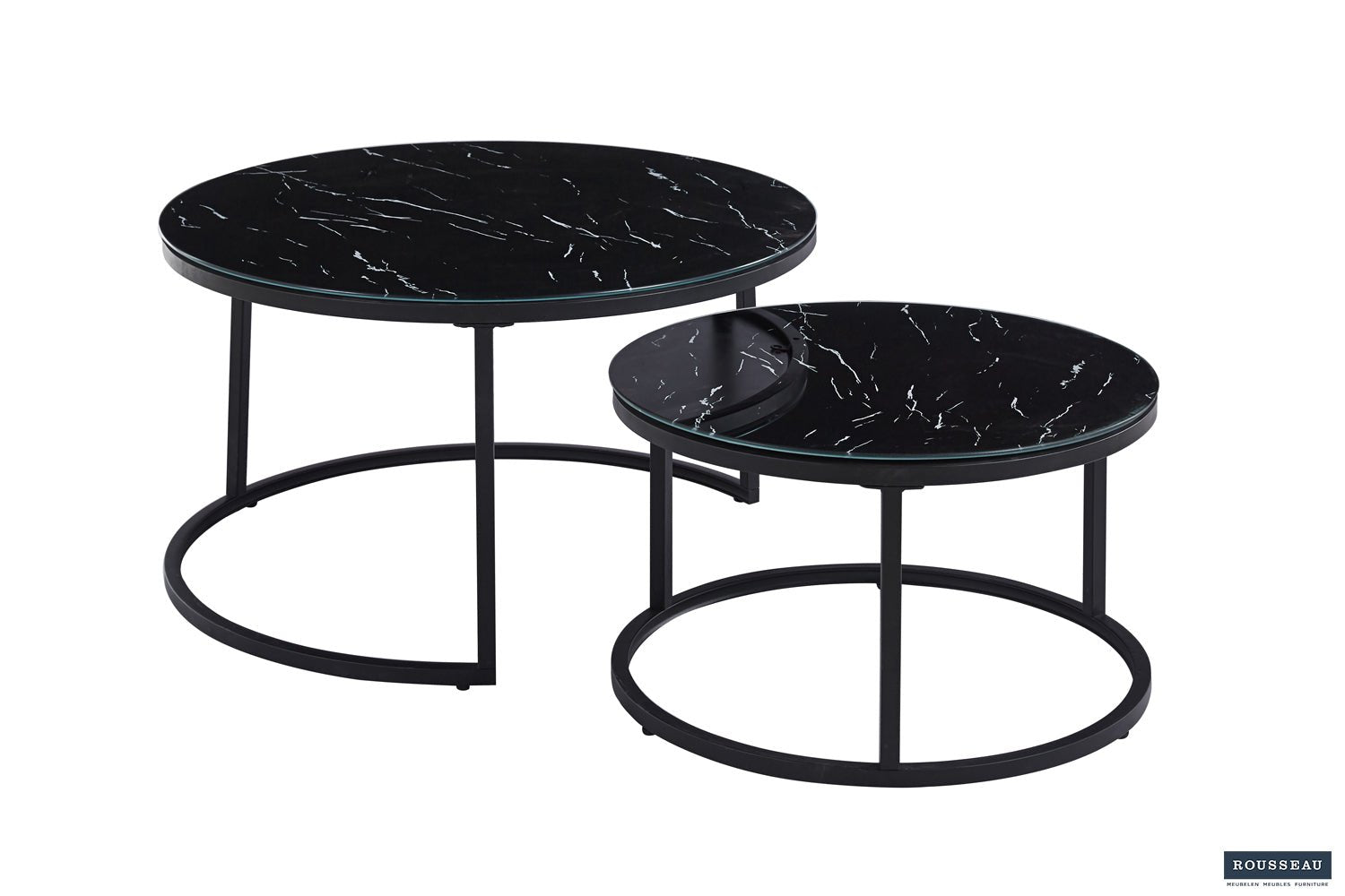 Set de 2 Bables Basses Boston – Verre Marbré Blanc, Gris ou Noir - Maestria