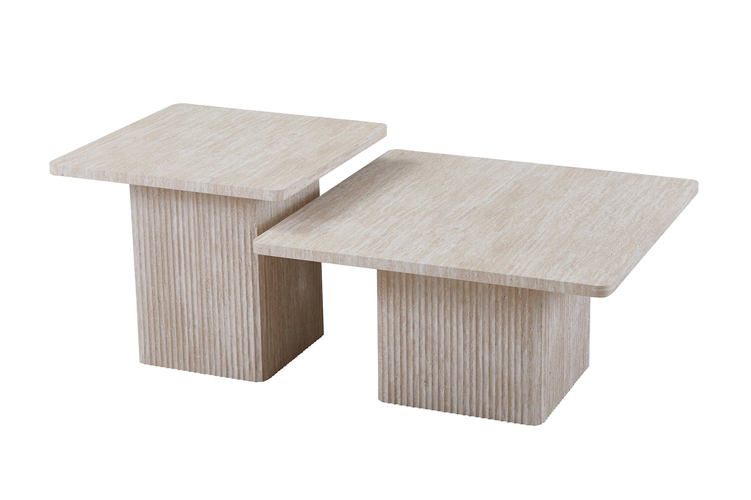 Set de 2 tables Basses Bobby – Décor Travertin Beige - Maestria