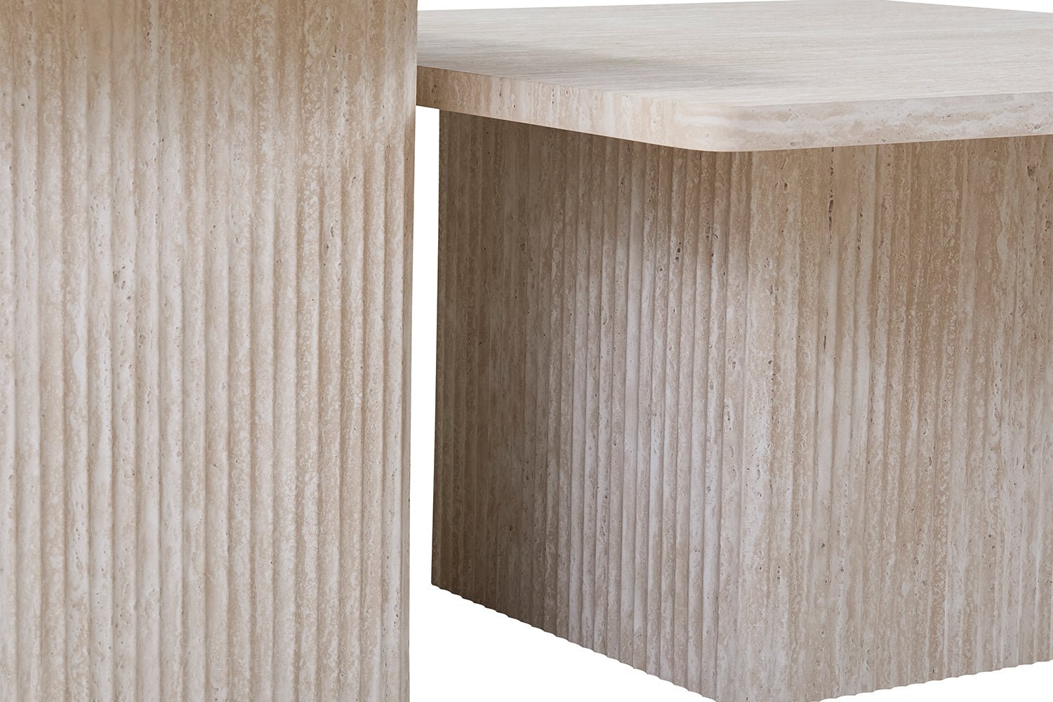 Set de 2 tables Basses Bobby – Décor Travertin Beige - Maestria