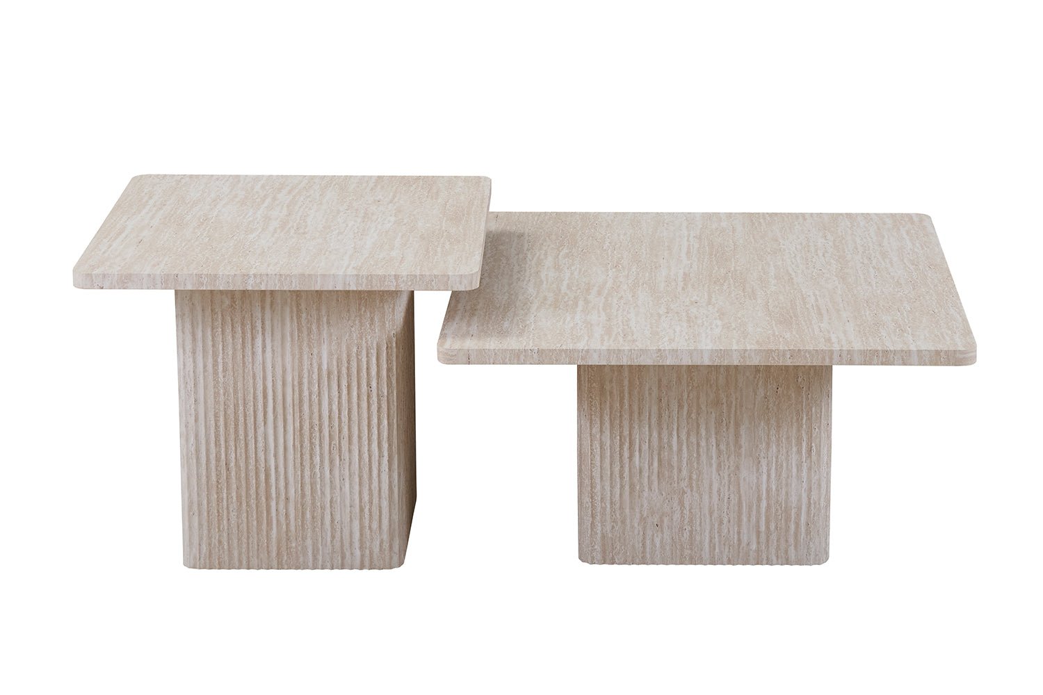 Set de 2 tables Basses Bobby – Décor Travertin Beige - Maestria
