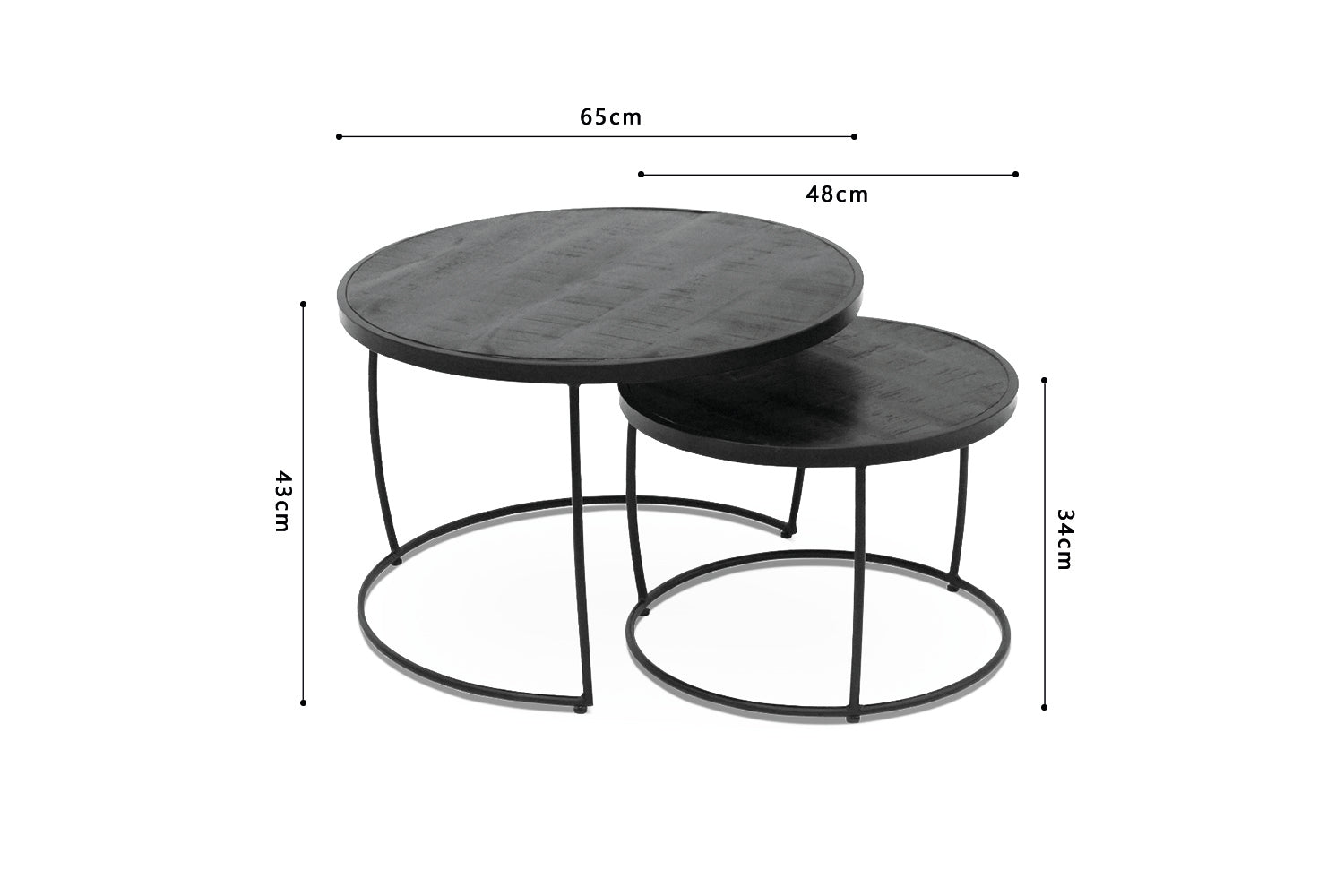 Set de 2 Tables Basses Lars – Bois de Manguier Clair ou Noir - Maestria