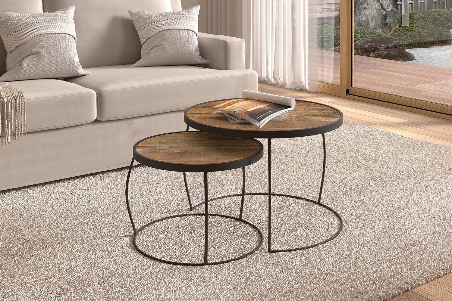 Set de 2 Tables Basses Lars – Bois de Manguier Clair ou Noir - Maestria
