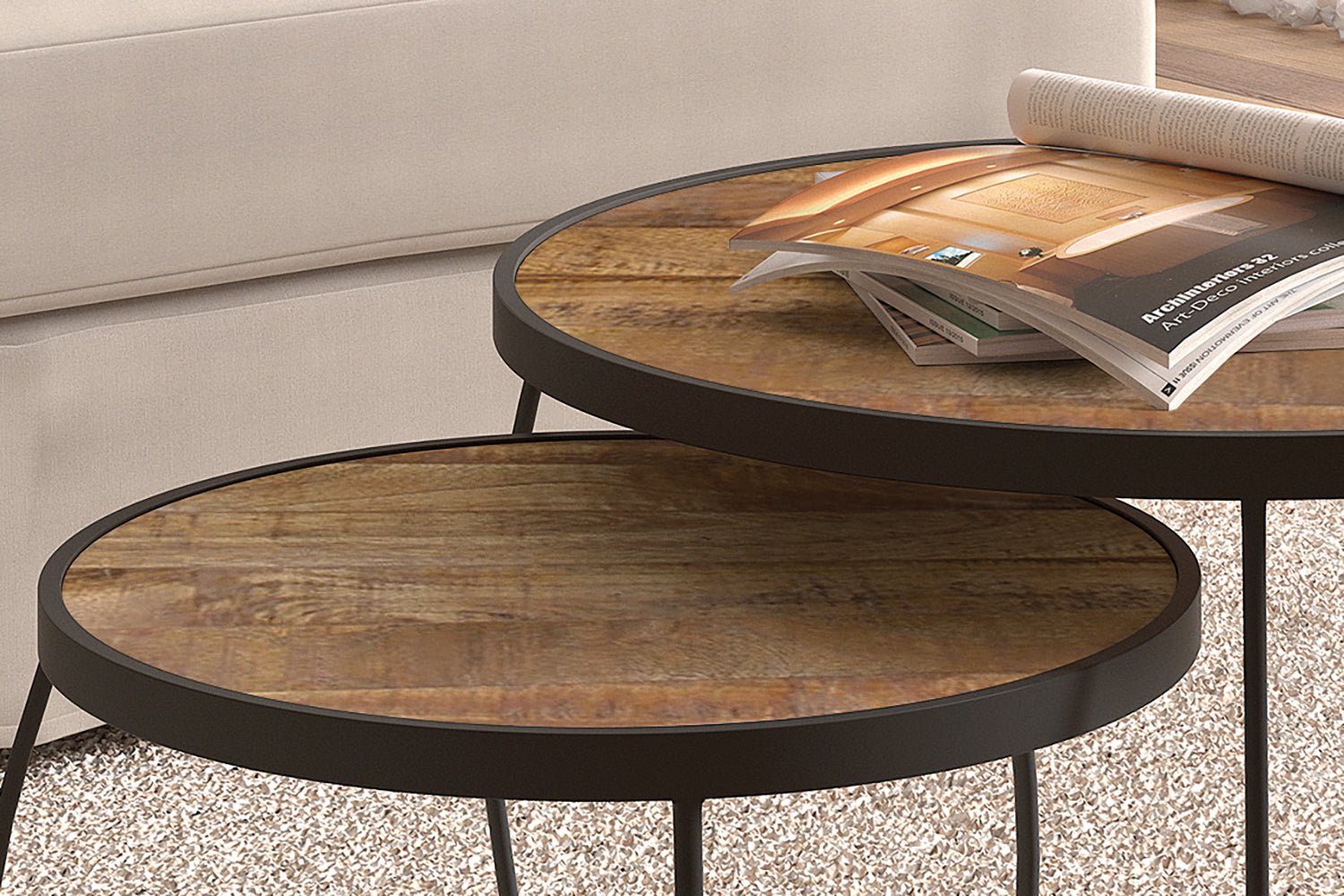 Set de 2 Tables Basses Lars – Bois de Manguier Clair ou Noir - Maestria