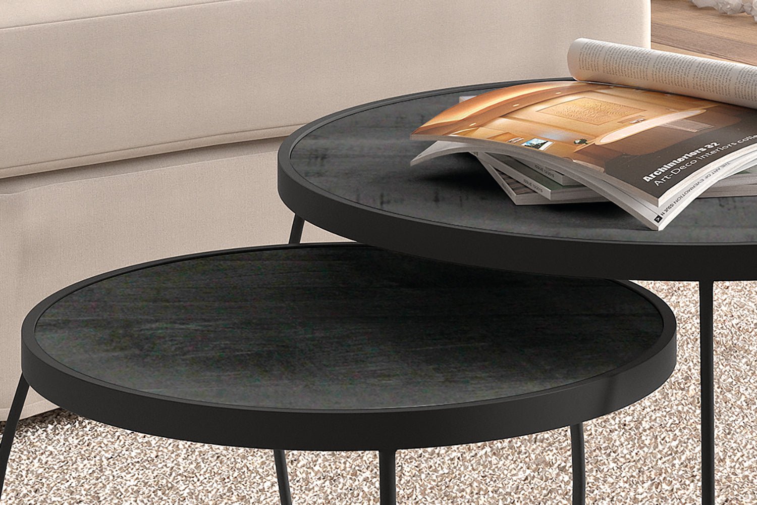 Set de 2 Tables Basses Lars – Bois de Manguier Clair ou Noir - Maestria