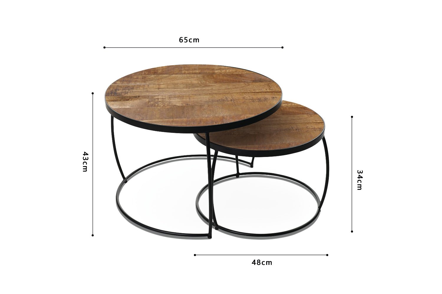Set de 2 Tables Basses Lars – Bois de Manguier Clair ou Noir - Maestria