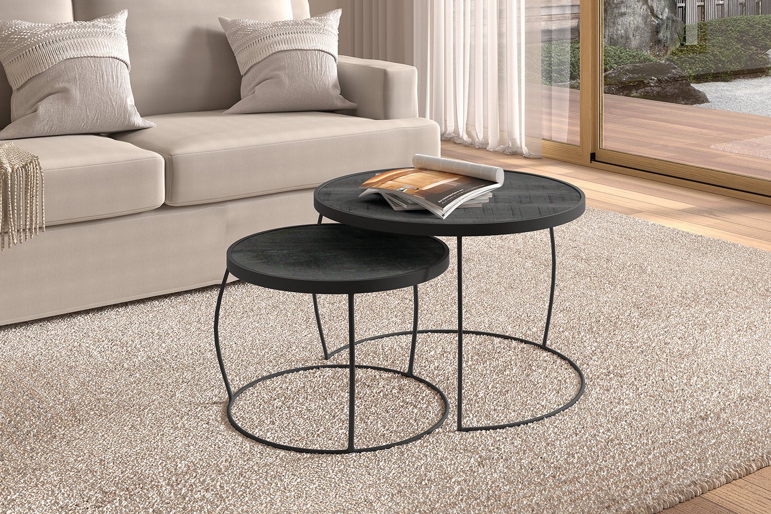 Set de 2 Tables Basses Lars – Bois de Manguier Clair ou Noir - Maestria
