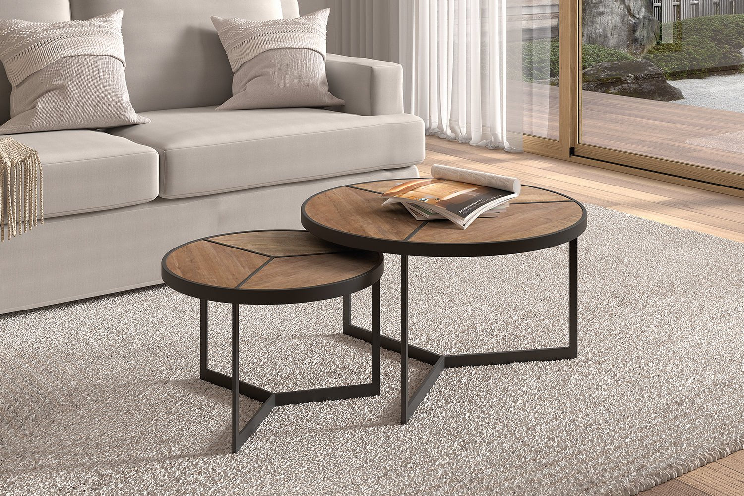 Set de 2 Tables Basses Laveu – Bois de Manguier Clair ou Noir - Maestria
