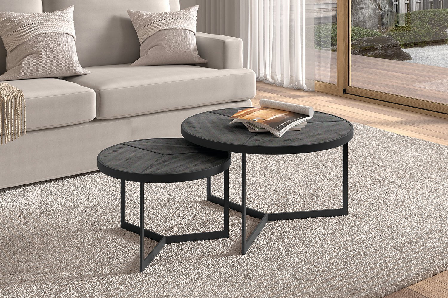 Set de 2 Tables Basses Laveu – Bois de Manguier Clair ou Noir - Maestria