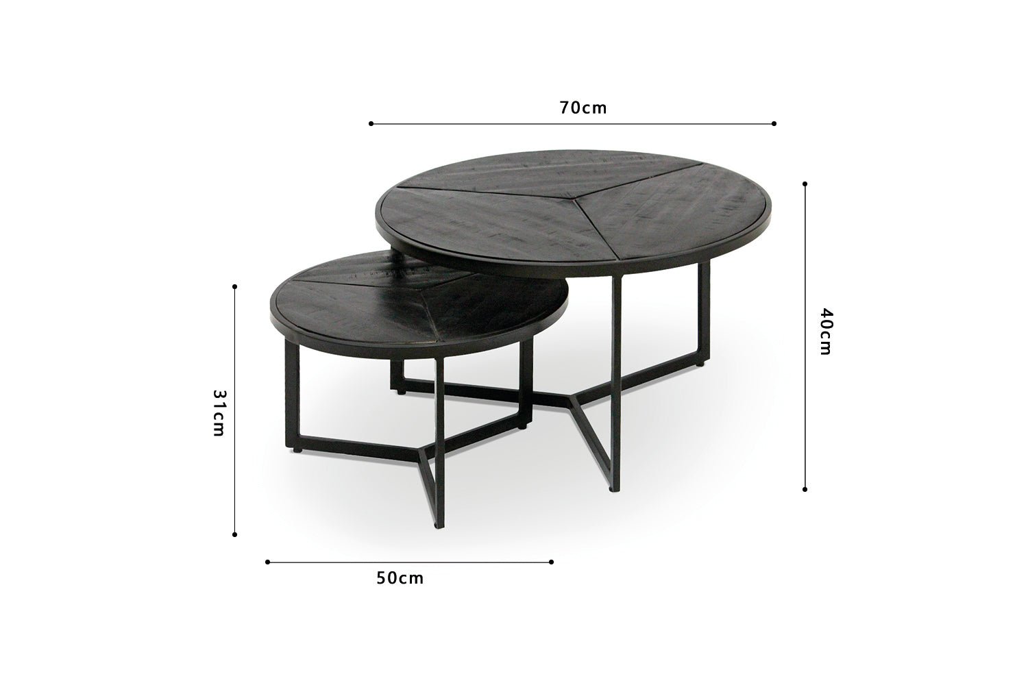 Set de 2 Tables Basses Laveu – Bois de Manguier Clair ou Noir - Maestria