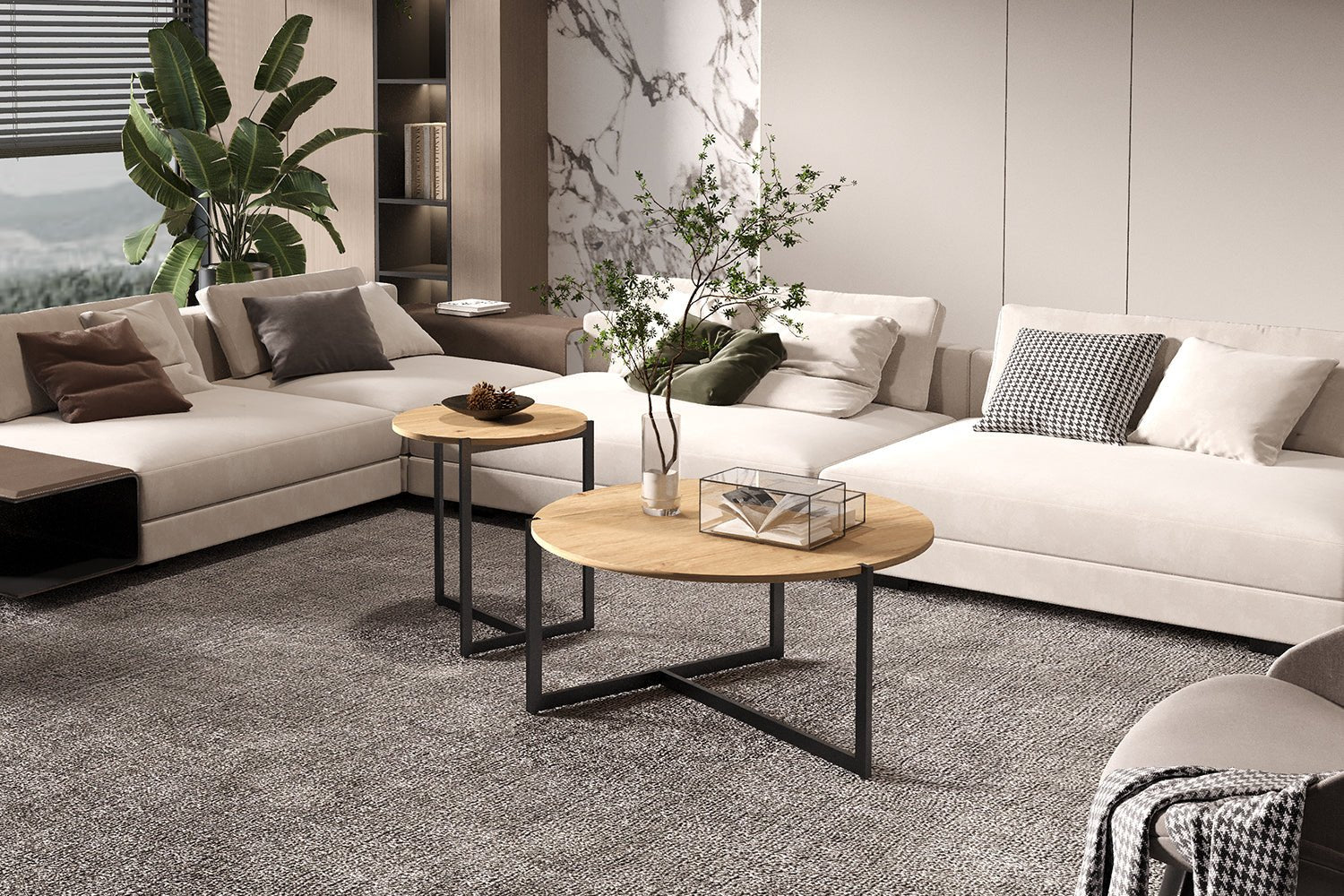 Set de 2 Tables Basses Pola – Décor Chêne Vieilli - Maestria