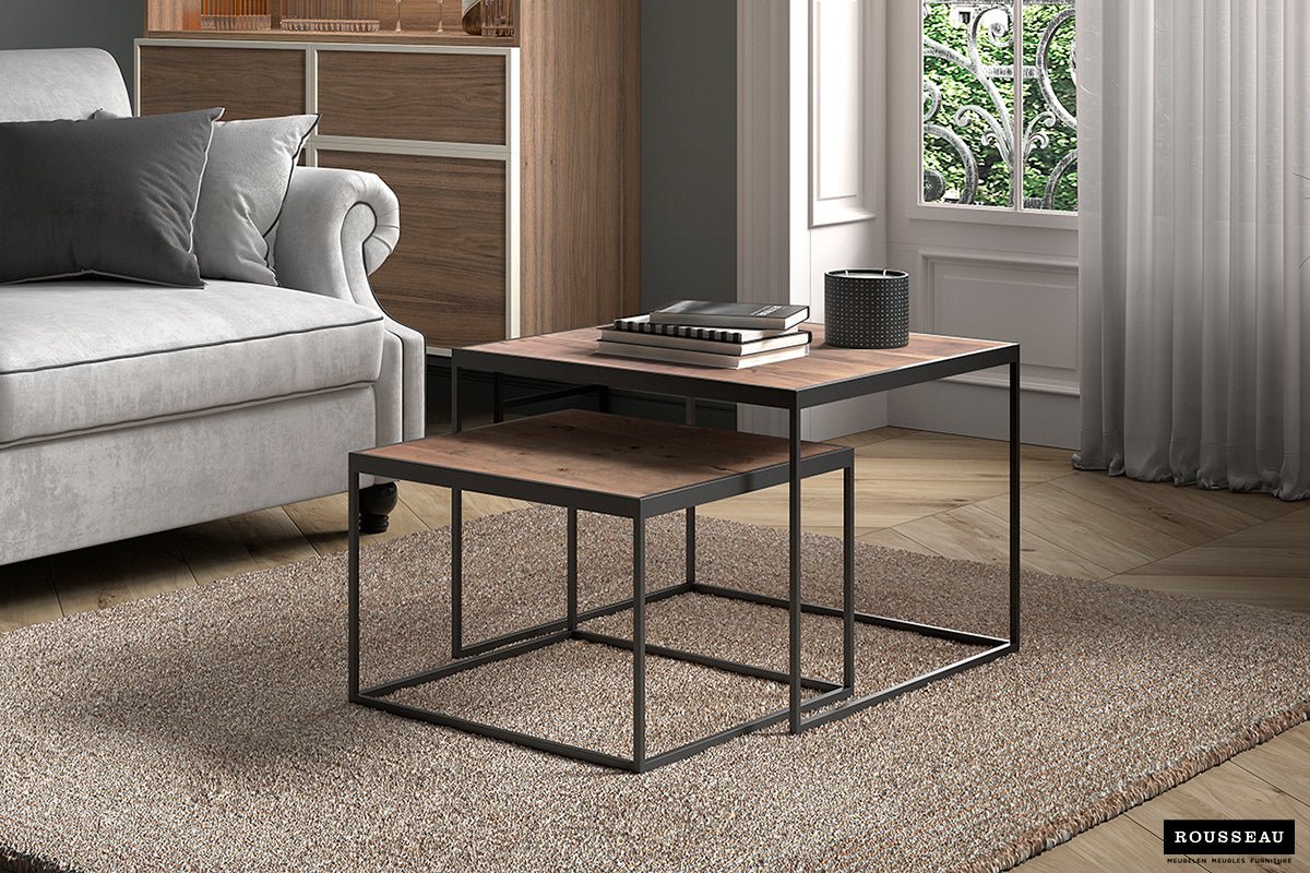 Set de 2 Tables Basses Quinn – Bois de Manguier Clair ou Noir - Maestria