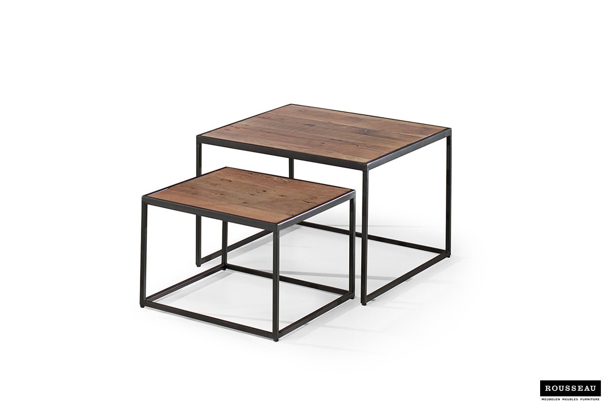 Set de 2 Tables Basses Quinn – Bois de Manguier Clair ou Noir - Maestria