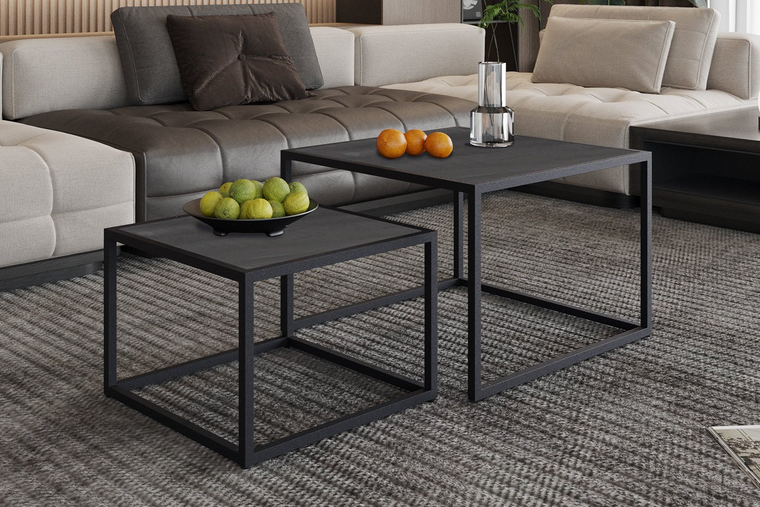 Set de 2 Tables Basses Quinn – Bois de Manguier Clair ou Noir - Maestria