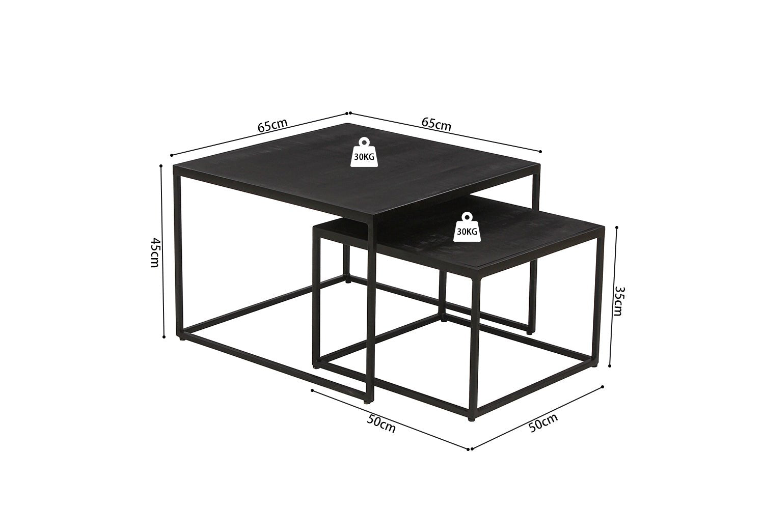 Set de 2 Tables Basses Quinn – Bois de Manguier Clair ou Noir - Maestria