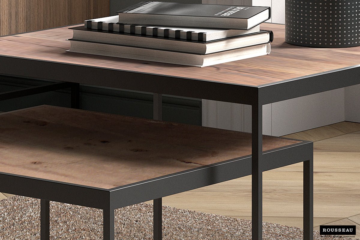 Set de 2 Tables Basses Quinn – Bois de Manguier Clair ou Noir - Maestria