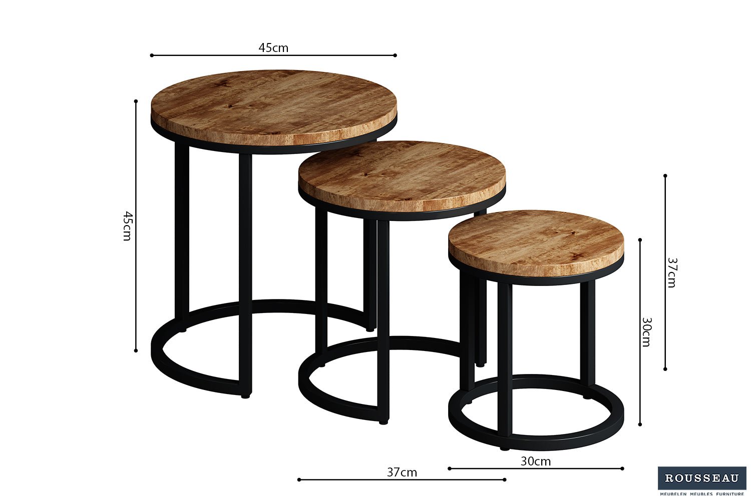 Set De 3 Tables D’appoint Hudson – Bois de Manguier - Maestria
