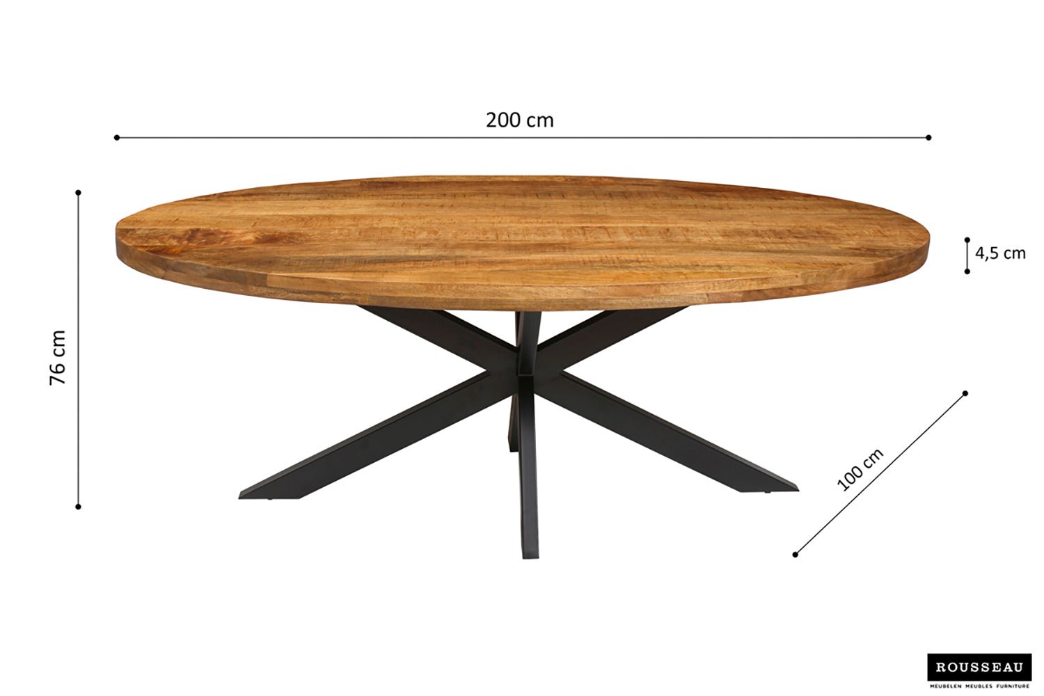 Table ALEXA ovale Manguier massif - Maestria