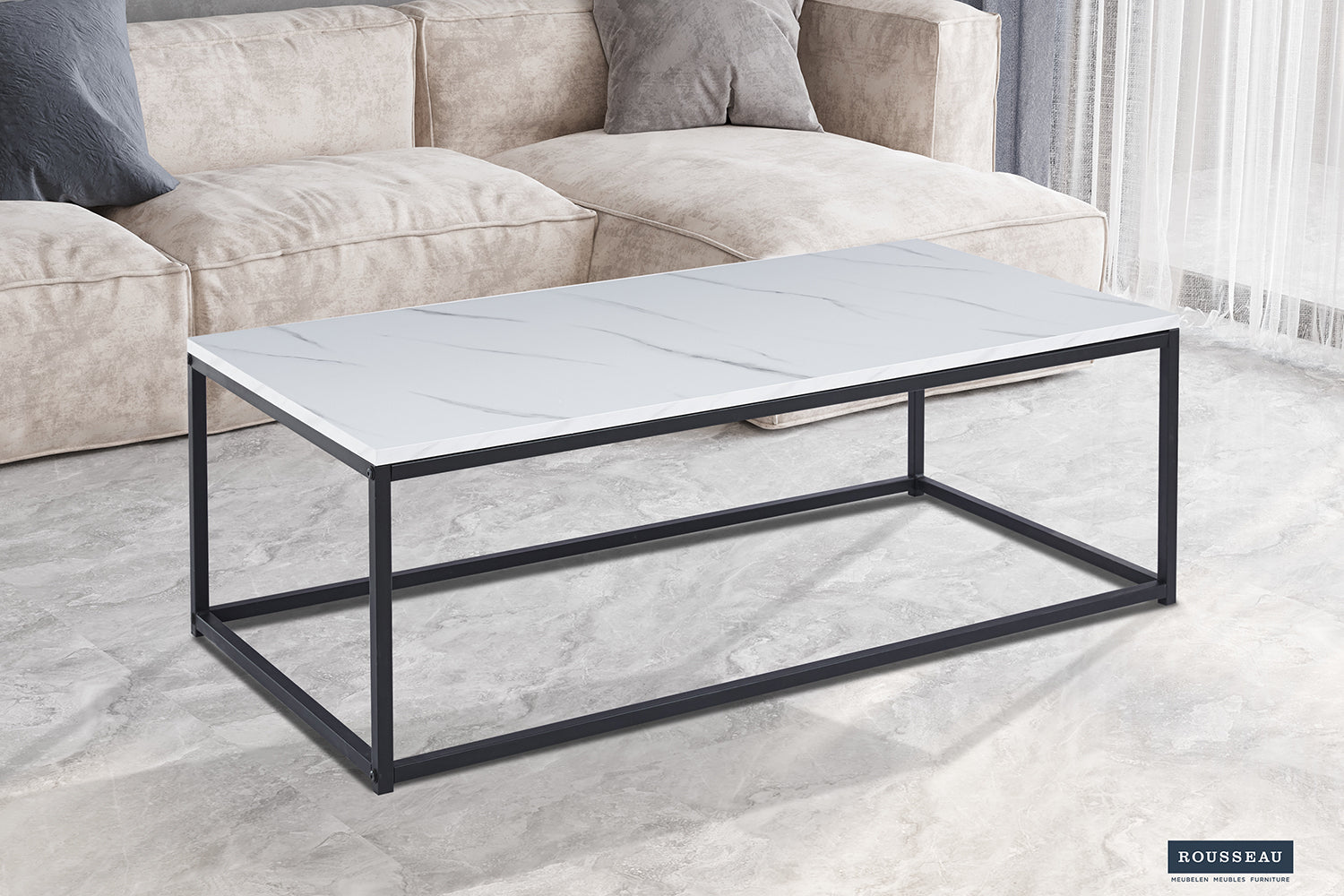 Table Basse Dallas – Chêne vieilli, Marbre ou Pierre - Maestria