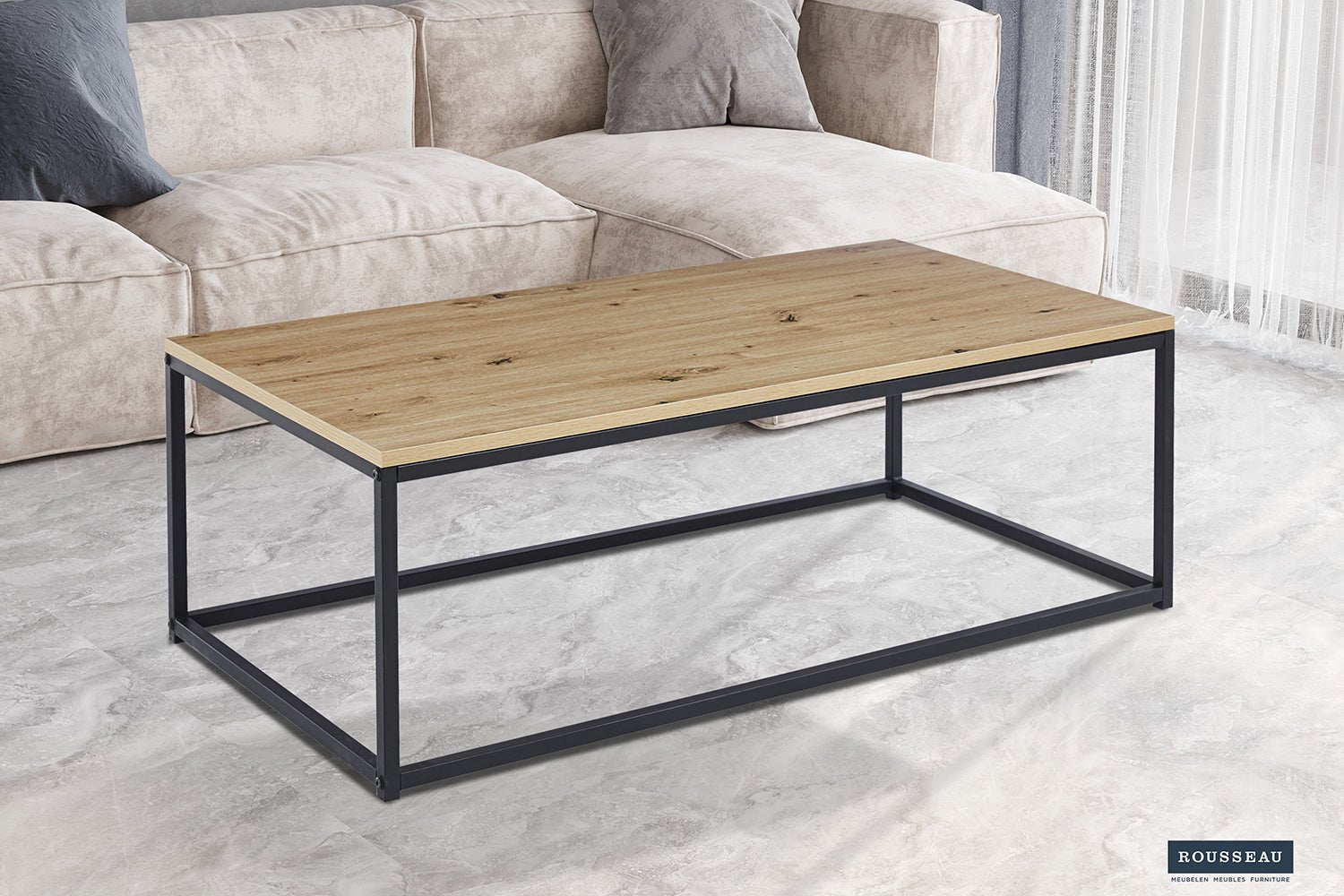 Table Basse Dallas – Chêne vieilli, Marbre ou Pierre - Maestria