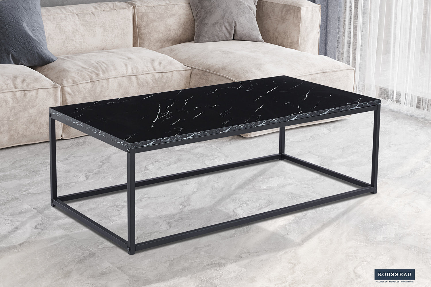 Table Basse Dallas – Chêne vieilli, Marbre ou Pierre - Maestria