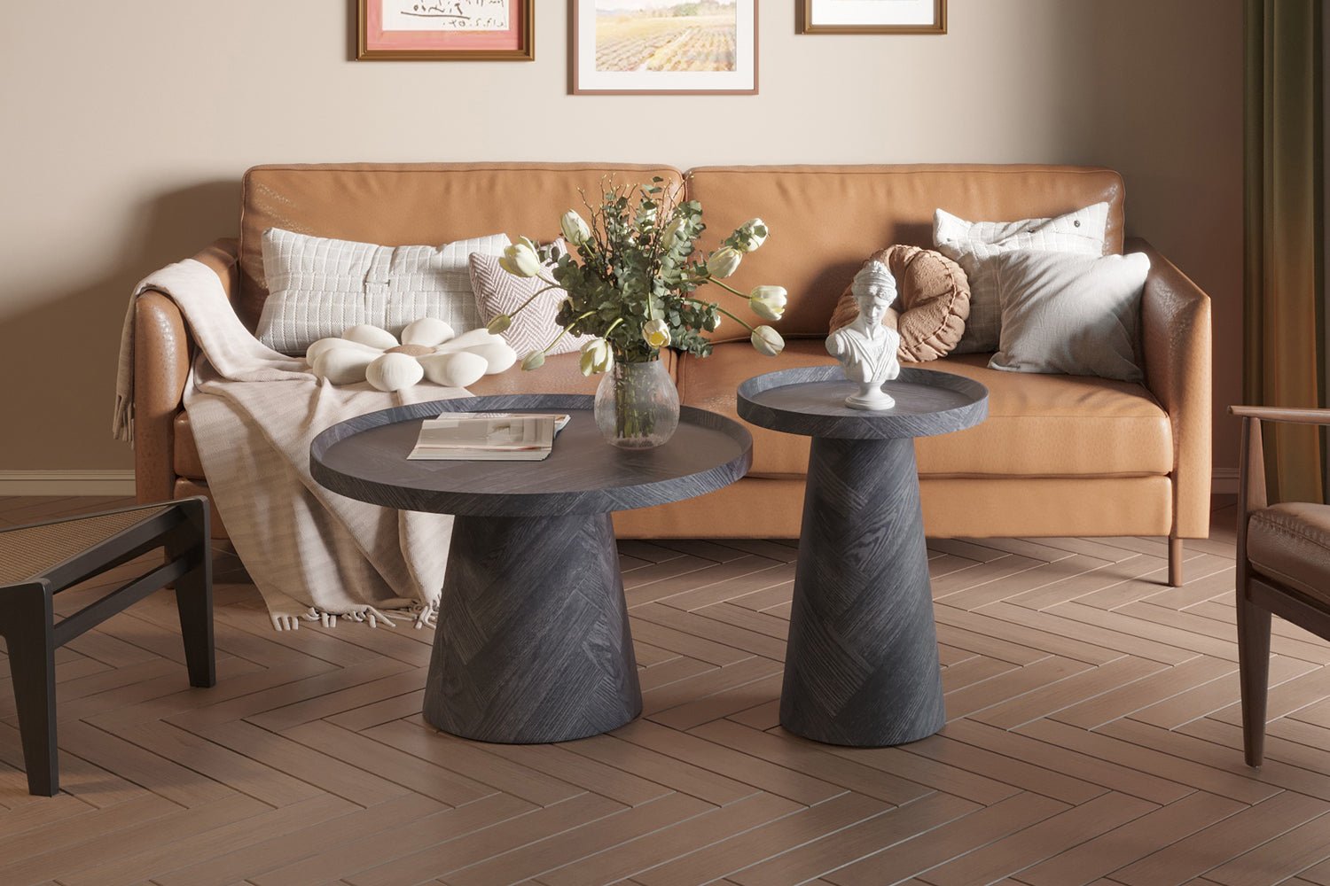 Table Basse Manus 45 cm - Décor Gris Foncé - Maestria