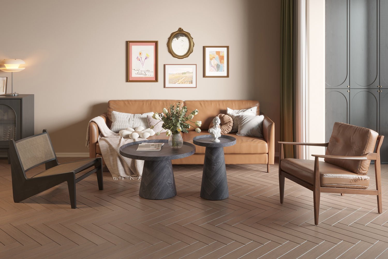 Table Basse Manus 45 cm - Décor Gris Foncé - Maestria
