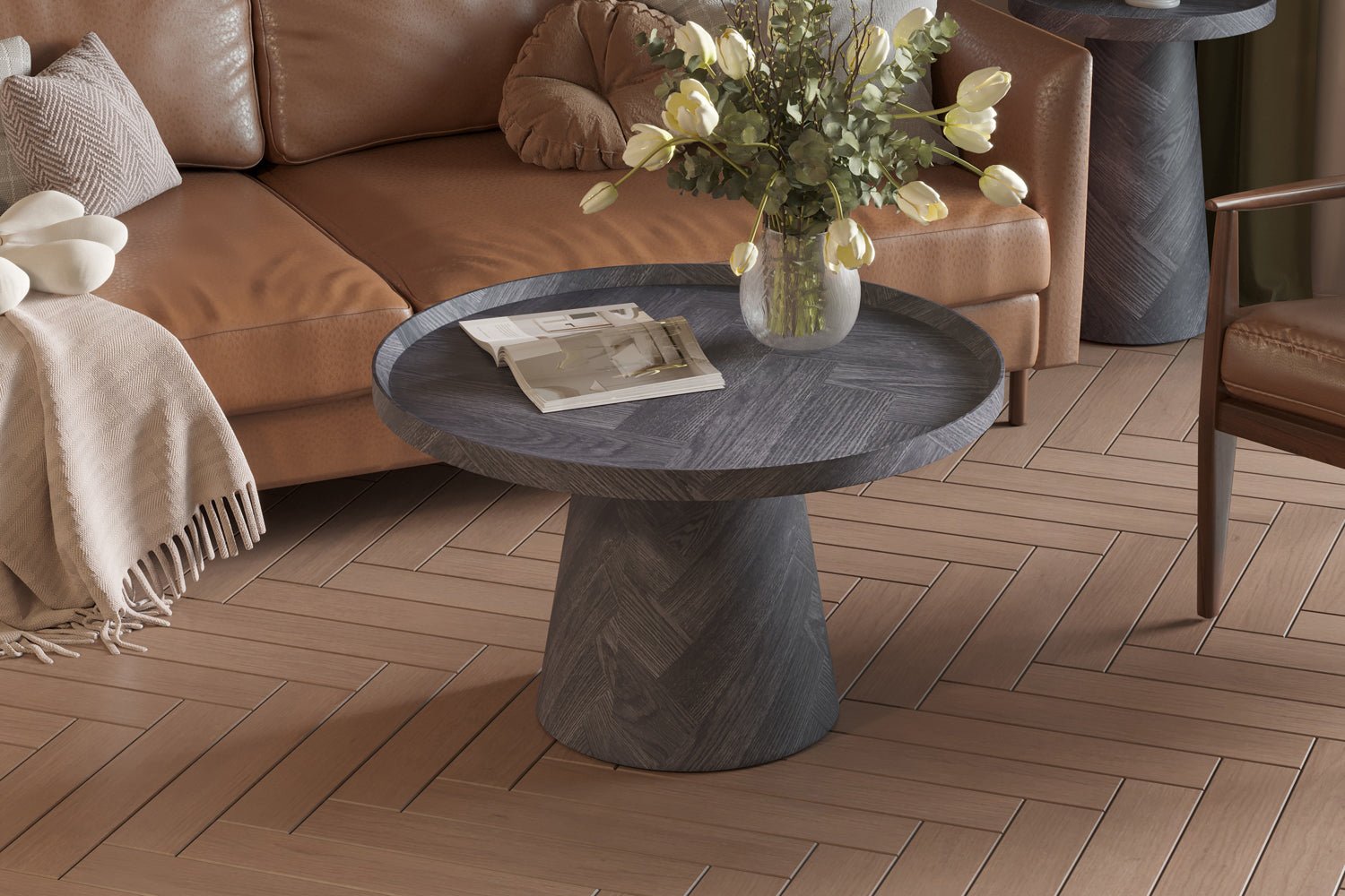 Table Basse Manus 80 cm - Décor Gris Foncé - Maestria