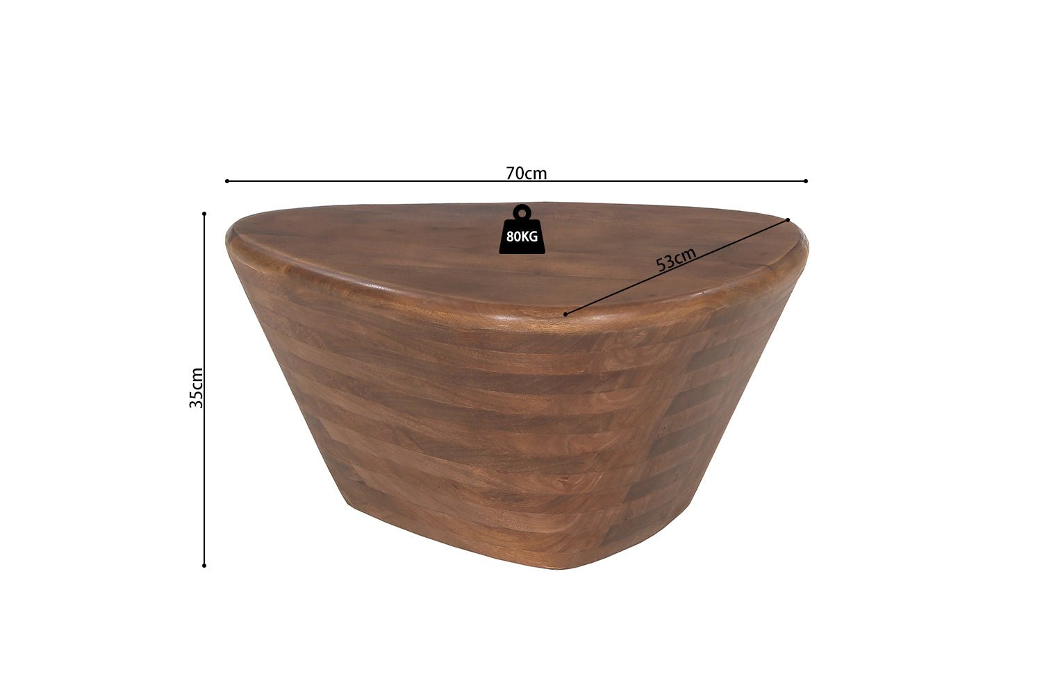 Table Basse Matteo – Bois de Manguier Brun Clair - Maestria