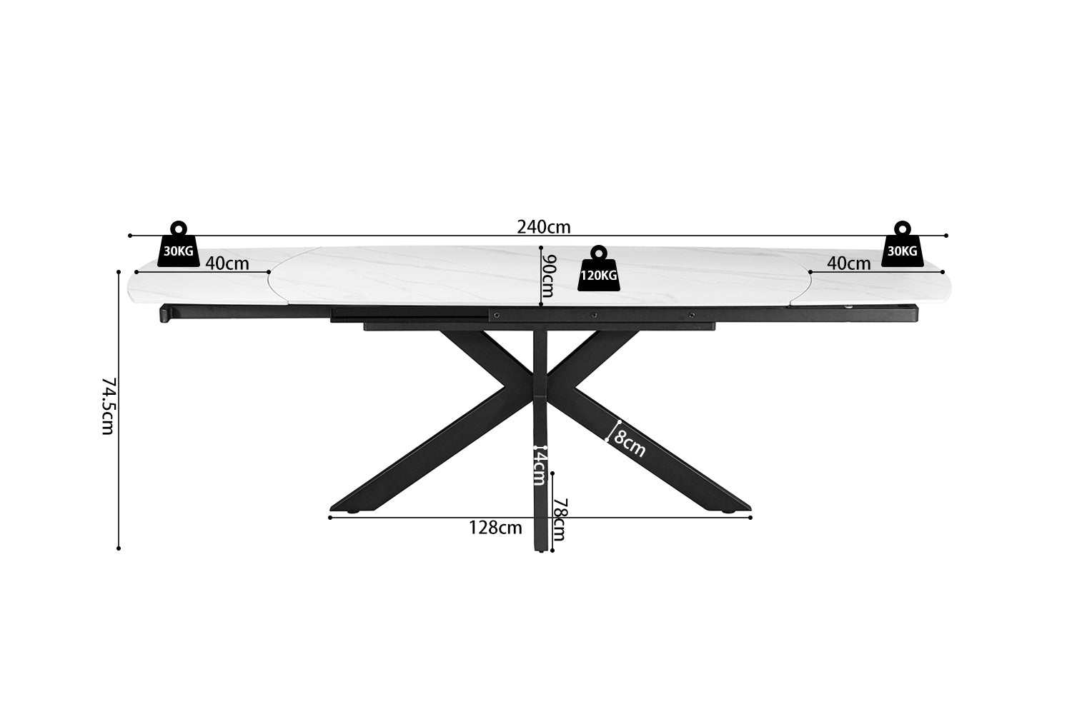 Table extensible ARES ovale danoise - Maestria