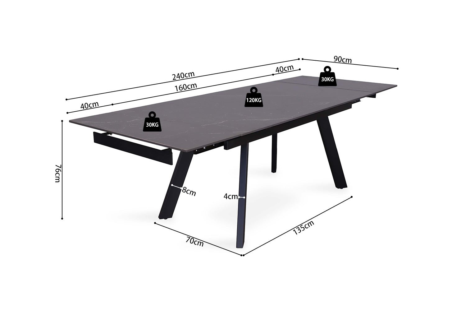 Table extensible HERA rectangulaire - Maestria