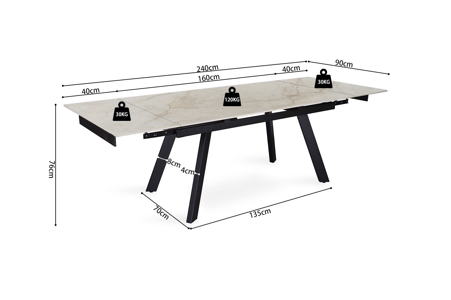 Table extensible HERA rectangulaire - Maestria